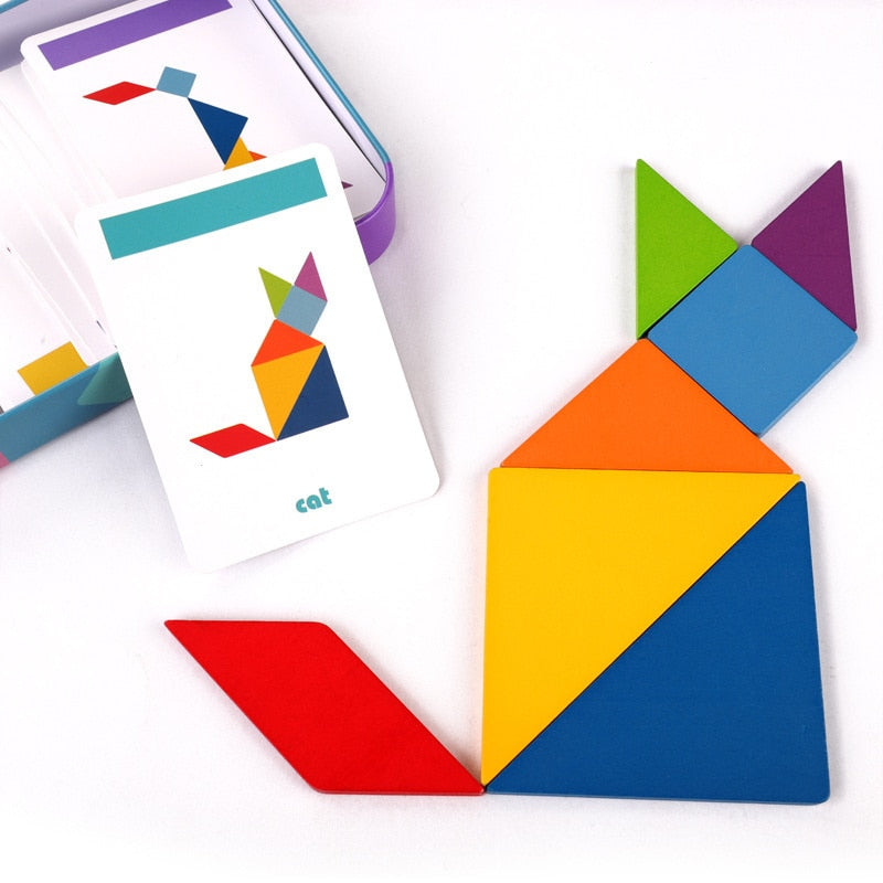 Magnetic Tangram Puzzle Book Educational Toys For Children Portable Baby Toys Kid Montessori Learning Intelligence Jigsaw Wooden