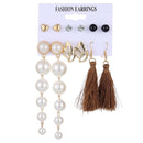 2020 Vintage Women Drop Earrings Set Bohemia Acrylic Tassel Pearl Alloy Long Pendant Earrings Geometric Jewelry Party Gift