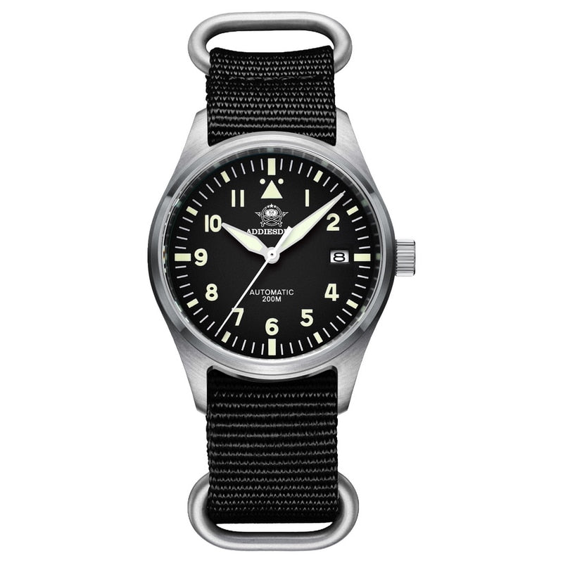 Diver Mechanical Dive Watch For Men Leather Sapphire Crystal Business Men&