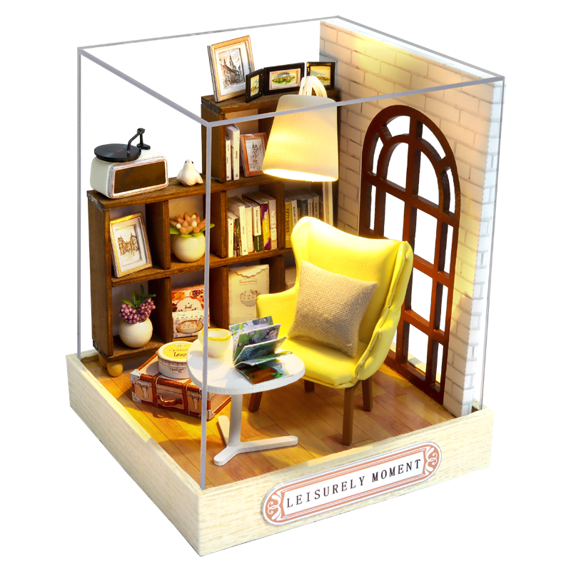 Puppenhausmöbel Diy Miniatur 3D Holzminiaturen Puppenhaus Spielzeug für Kinder Geburtstagsgeschenke Casa Kitten Diary H013