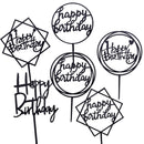 Happy Birthday Cake Topper Acrylic Gold Silver Cake Flag Cupcake Topper For Boy Girl Birthday Party Decorations Wedding Supplies
