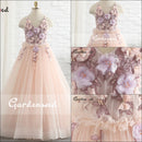Puffy A-line Flower Girl Dresses Lace Beading Communion Dress Tulle Sashes Straps Ball Gown Girl Party Dress New Year 2021