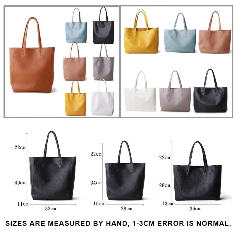 Simple Casual Leather Women Shoulder Bag Luxury Brand Designer Genuine Leather Lady Handbags Commuter Bag Large Female Totes Bag