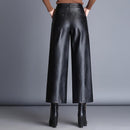 Oversized High Waist Pu Wide Leg Knöchellange Hose Damen Baggy Black Glänzend Kunstleder Damen Lose Hose 2022 Koreanische Hose
