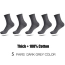 Marca HSS, 100% calcetines de algodón para hombre, 5 pares de calcetines gruesos cálidos de negocios, negro, Otoño Invierno, para hombre, térmicos