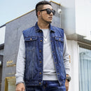 Big Size 2022 Men Kpop Fashion Casual Style Autumn Spring Cowboy Black Vest Jacket Man Denim Blue Cotton Vests Coats 5XL 6XL 7XL