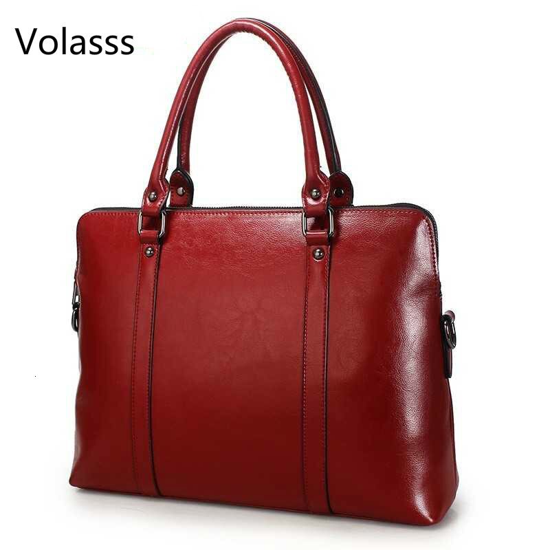 New Genuine Leather Briefcase For Woman Laptop Computer Bag Women&