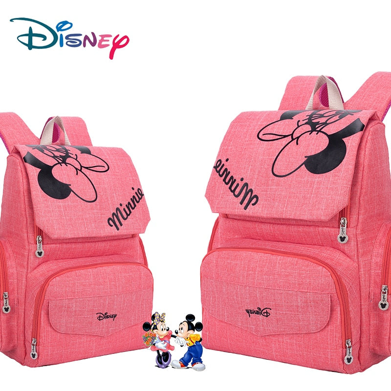 Disney Mama Wickeltasche Mutterschaft Wickeltasche für Babypflege Reiserucksack Designer Mickey Minnie Pink und Grau Handtaschen