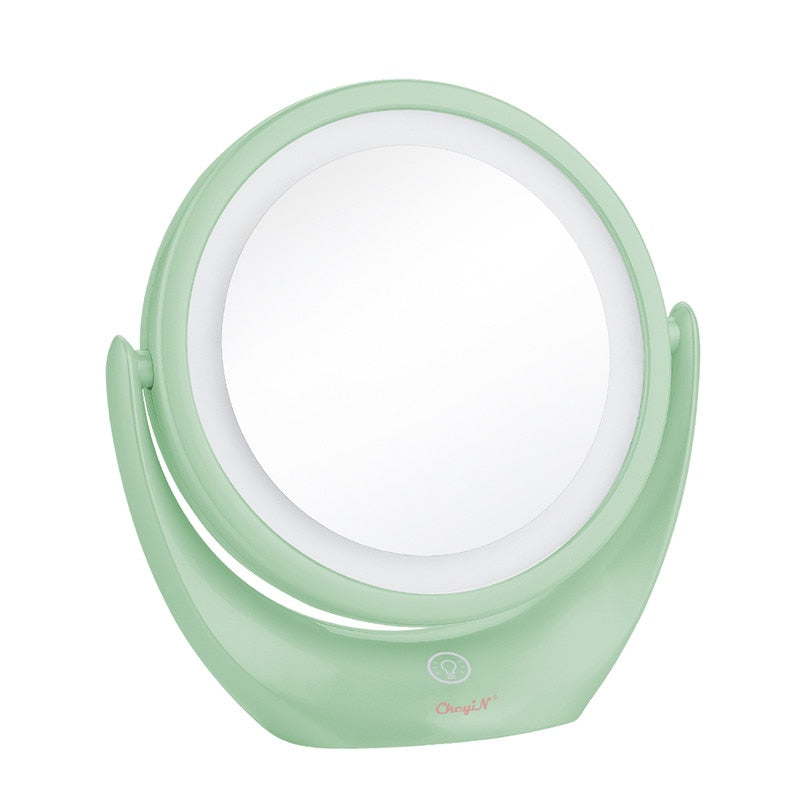 CkeyiN 1x/5x Vergrößerungs-Kosmetikspiegel, naturweißes LED-Licht, Kosmetikspiegel, Schreibtisch-Kosmetikspiegel, doppelseitiger Spiegel mit Hintergrundbeleuchtung