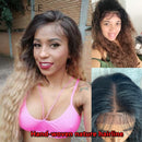13*4 Synthetic Lace Front Wig Curly Afro Wigs Cosplay Wig Ombre Blonde Lace Front Wig For Women 30Inch Natural Wigs Miracle Hair