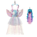 Halloween Unicorn Princess Dress Birthday Party Cosplay Angel Gown Children Mesh Tutu Skirt Pink Lace Sling Costume for Girls