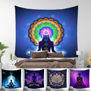 Indian Buddha Statue Meditation 7 Chakra Tapestry Wall Hanging Mandala Tapestries Wall Cloth Psychedelic Yoga Carpet Boho Decor