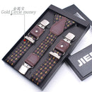 Genuine Leather Men's Suspenders  3/6 Clips Braces Suspensor Adjustable Belt Strap Bretelles Vintage Male Garter For Shirt