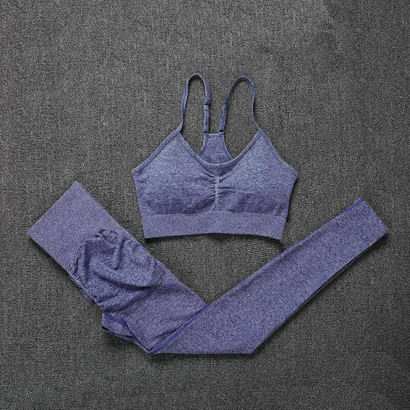 Conjunto de gimnasio sin costuras NORMOV, conjunto de Yoga y Fitness para mujer, trajes deportivos, mallas de cintura alta + sujetador de realce, conjunto de 2 piezas, ropa deportiva