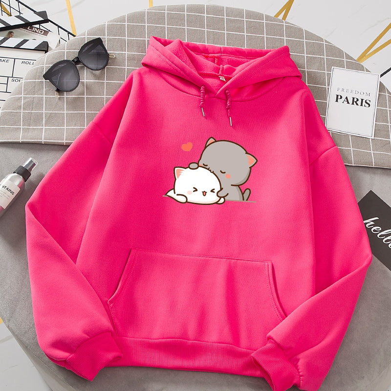 Women Autumn Hoodie Sweatshirts Korean Fashion Hoody for Ladies Kawaii Anime Jumper Streetwear Plus Size Sweatshirts Couple