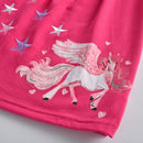 DXTON, vestidos de invierno para niñas, manga voladora, unicornio, vestido para niños, rayas de estrellas, ropa de algodón para niños pequeños, vestido informal para niñas