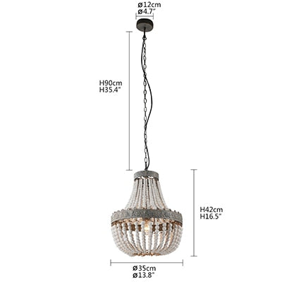 Retro loft vintage rústico redondo cuentas de madera lámpara colgante E27 LED lámpara colgante decoración luces modernas para sala de estar hotel cocina