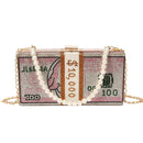 Stack of Cash Women Diamond Money Dinner Purses and Handbags Evening Clutch Bags for Female Chain Luxury Wedding Flaps Totes