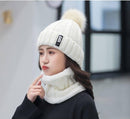 Frauen Wollstrickmütze Skimütze Sets für Frauen Winddicht Winter Outdoor Stricken Warm Dick Siamesischer Schal Kragen Warme Mütze Mädchen Geschenk