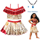2020 Princess Moana Cosplay Costume for Children Vaiana dress Costume with Necklace for Halloween Costumes for Kids Girls Gifts