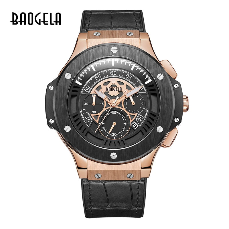 BAOGELA hommes montres hommes horloge de luxe marque Quartz Sport montre Rose chronographe mode montre-bracelet pour hommes1910