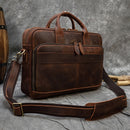 Vintage Men's Crazy Horse Genuine Leather Briefcase Cowhide Business Handbag Cow Leather Laptop Portfolio Shoulder Messenger Bag