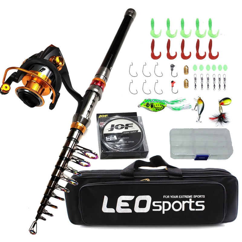1.8-3.6m carbon telescopic fishing rod combo spinning reel fishing set Short  travel stick carp bass pike feeder rod full kit