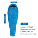 AEGISMAX 95% White Goose Down Mummy Camping Sleeping Bag Cold Winter Ultralight Baffle Design Camping Splicing FP800 G1-G5