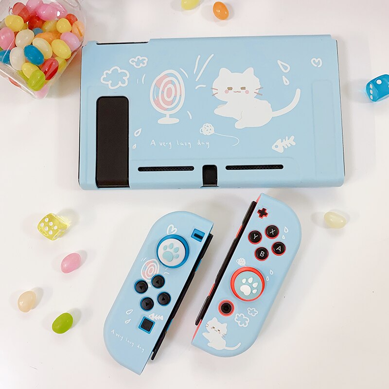 STARRY FOREST cute cat blue soft protective case shell for nintendo switch for girls cool summer