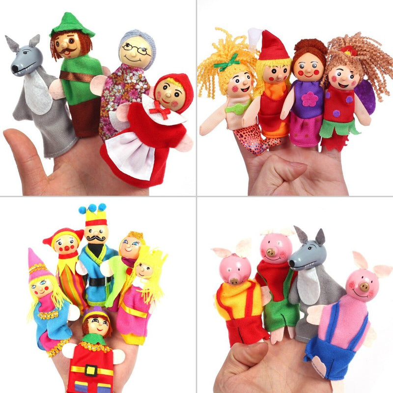 Títeres de dedo para contar historias de bebés, tres cerdos, Castillo de sirena, princesa, teatro de dibujos animados, juego de rol, juguetes educativos para niños, regalos