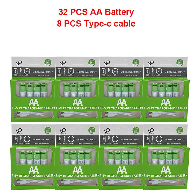 Nueva batería de iones de litio recargable USB AA 1,5 V 2600 mWh Original para ratón de control remoto ventilador pequeño batería de juguete eléctrica + Cable