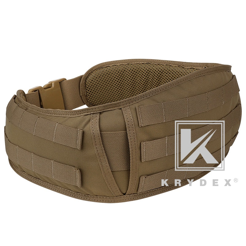 KRYDEX Tactical Padded Combat Waist Belt Multi Function MOLLE / PALS System Quick Release Buckle Military Belt Coyote Brown