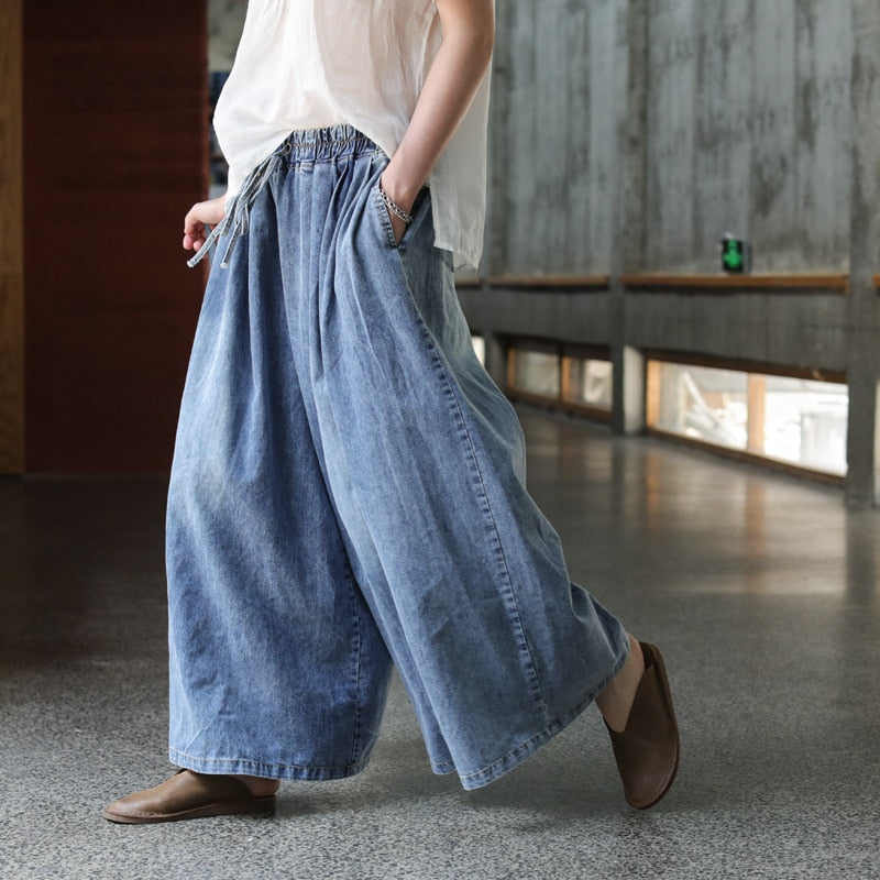 NINI WONDERLAND Spring Autumn Cotton Jeans 2021 Denim Loose Wide Leg Pants Women High Waist  Vintage Retro Pants Female Trousers