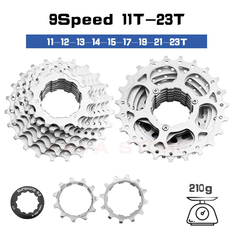 SUNSHINE Road Bike Freewheel 11-25T/28T/32T/34T/36T Bicycle Flywheel 8/9/10/11/12S Speed Cassette Sprocket for Shimano HG K7