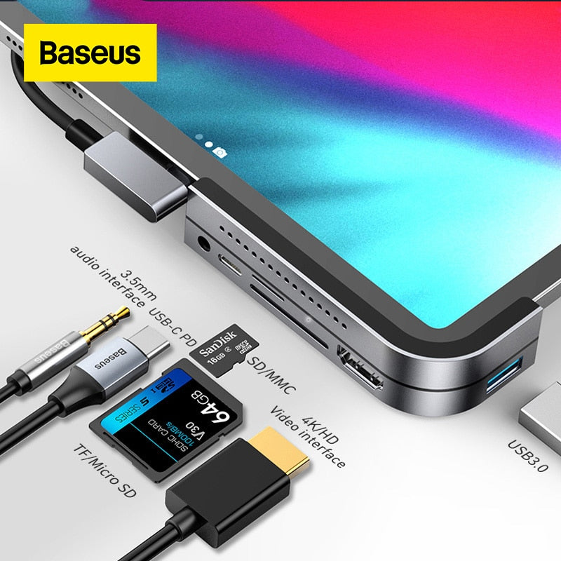 Baseus USB C HUB Tipo C a Multi USB 3.0 HUB Adaptador USB HUB para MacBook Huawei Mate 40 USB-C Adaptador Smartphone USB Tipo C HUB