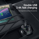 Baseus FM Transmitter Handsfree Bluetooth Car Kit MP3 Player With 3.4A Dual USB Car Charger FM Modulator Transmiter