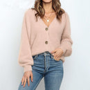 Hirsionsan, suéter elegante de manga larga de Mohair para mujer, novedad de 2020, cárdigan corto de una sola botonadura para mujer, prendas de vestir de punto suaves y flexibles