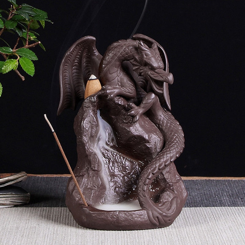 Incense Waterfall Incense Burner Ceramic Dragon Decorative Game Mixed Incense Cone Waterfall Smoking room Decor