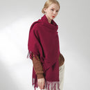 Bufanda de lana pura de 100% para invierno, chales y chales gruesos para mujer, Echarpe para mujer, Foulard para mujer, bufandas de Cachemira sólida para invierno, estolas