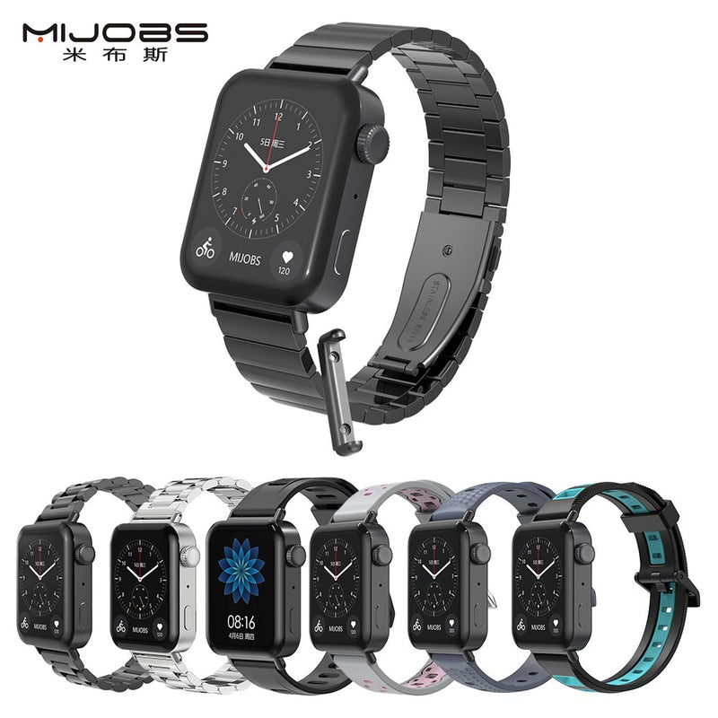 For Xiaomi Mi Watch Metal Strap With Connector Leather Watch Band Bracelet Perfect Match Silicone Replacement Accessories