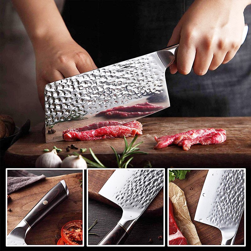 Cuchillo de Chef MYVIT 5CR15, cuchillos de cocina chinos de 7 pulgadas, cuchillo para rebanar carne y verduras, hoja súper afilada, cuchillo de acero inoxidable