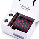 Joy Alice Wedding men neck ties gift box packing men brand luxury necktie pocket square silk tie set cufflinks handkerchief