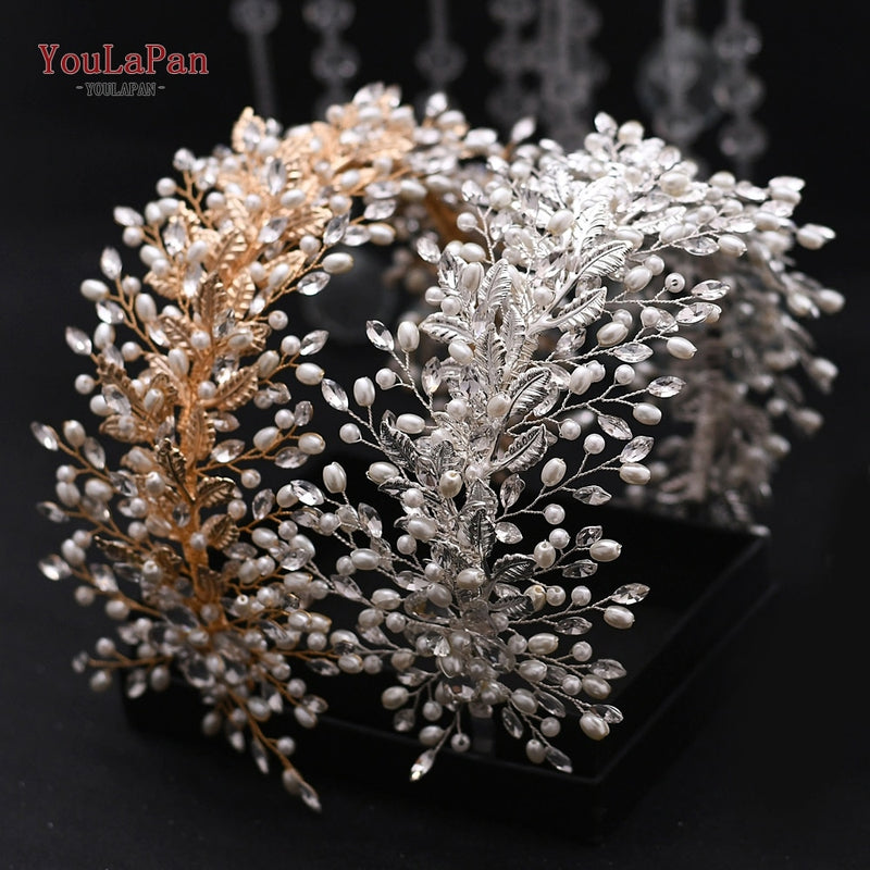 YouLaPan HP312 Bridal Hair Pieces Bridemaids Head Pieces Crystal Headbands for Women Jeweled Hair Accessories Rhinestone Tiara