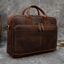 Vintage Men's Crazy Horse Genuine Leather Briefcase Cowhide Business Handbag Cow Leather Laptop Portfolio Shoulder Messenger Bag