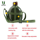 UNTIOR Aluminum Military Army Flask Wine Water Bottle Cooking Cup With Shoulder Strap Hiking Kettle Outdoor Tools 1L/2L