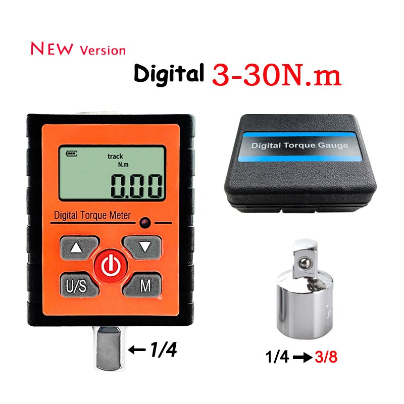 Neue Version 1/2 "1/4" 3/8 "Digitaler Drehmomentschlüssel-Adapter Professioneller elektronischer Drehmomentmesser für Fahrrad-Autoreparatur 0,3-200 Nm