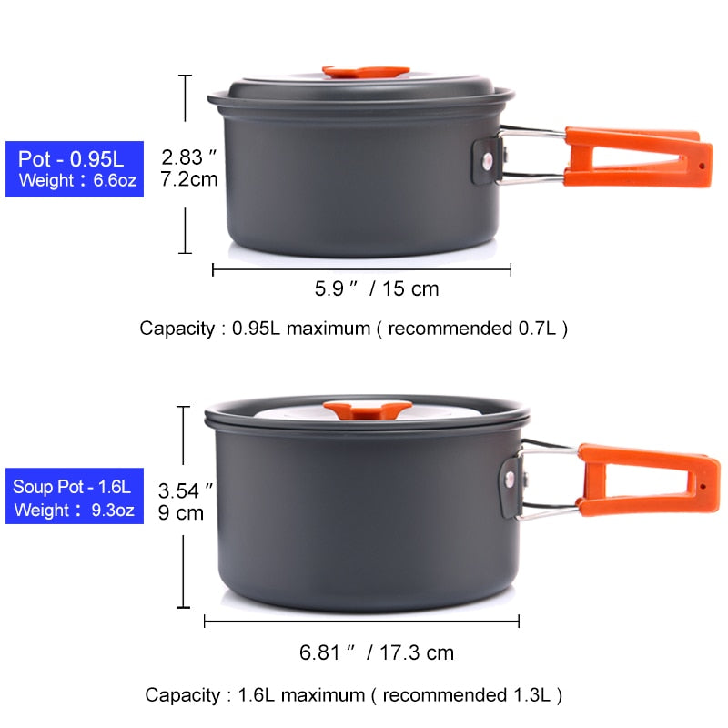 Widesea Camping Tableware Outdoor Cookware Set Pots Tourist Dishes Bowler Kitchen Equipment Gear Utensils Hiking Picnic Travel