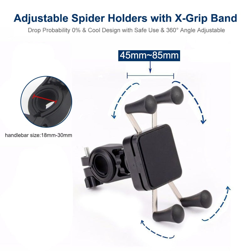 Univerola Bike Phone Mount para motocicleta y manillar de bicicleta X-Clip Stand Soporte de montaje GPS, ajustable, apto para iPhone 11/11 Pro