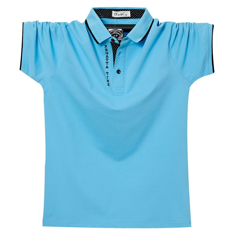Men Polo Shirt Summer Breathable Cotton Letter Embroidery Men Short Top Tees Polo Business Casual Polo Shirt Men 6XL Plus Size
