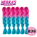 24inch Jumbo Braids Synthetic Hair For Box Braid Ombre Braiding Hair Extensions Three Tone Black Brown Blue Pink Mirra’s Mirror